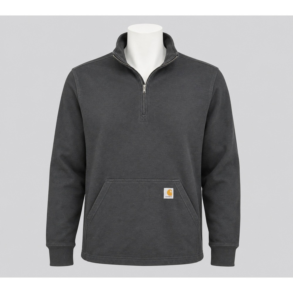 Carhartt Quarter Zip Pullover Mens L Tall Black Excellent Relaxed Fit 104428